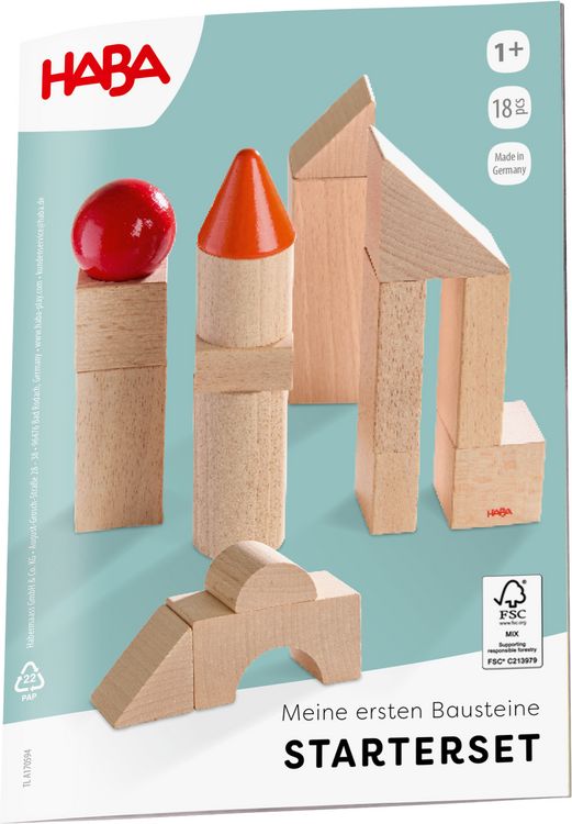 Produktbild: HABA 2013395001 - Meine ersten Bausteine: Starter-Set, Holz, 18-teilig