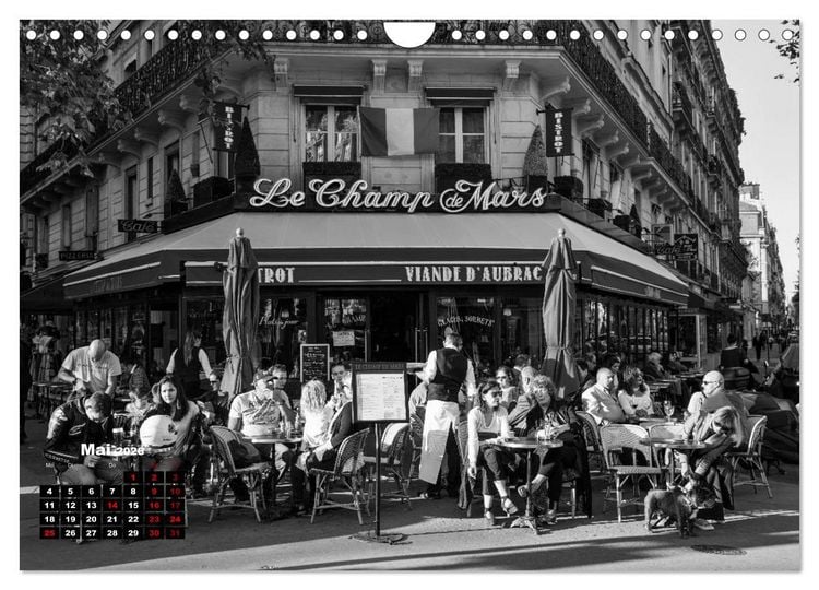 Produktbild: Paris-Impressionen in Schwarz-Wei&szlig; (Wandkalender 2026 DIN A4 quer), CALVENDO Monatskalender