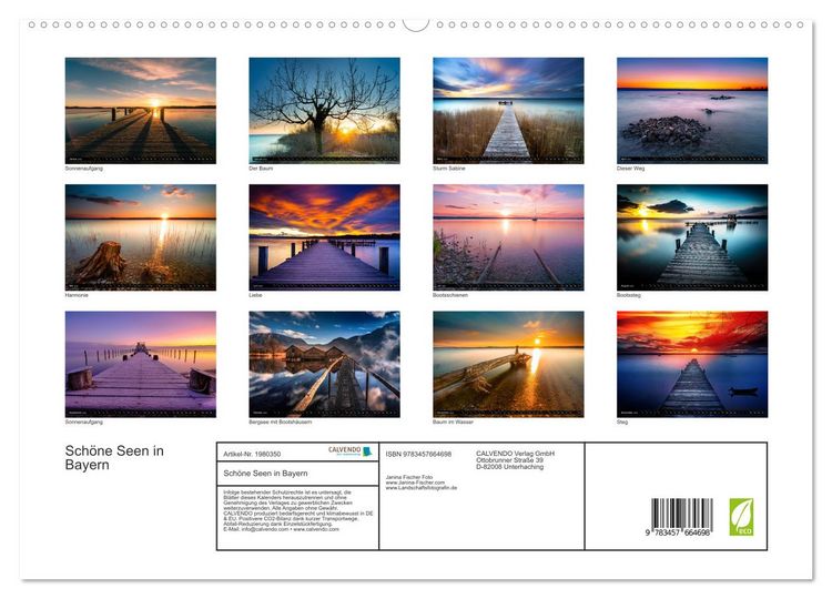 Produktbild: Sch&ouml;ne Seen in Bayern (hochwertiger Premium Wandkalender 2026 DIN A2 quer), Kunstdruck in Hochglanz