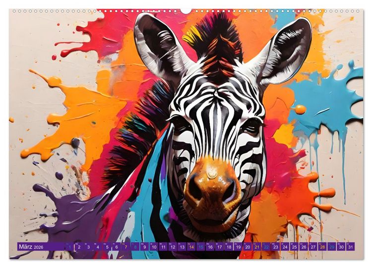 Produktbild: ZEBRAS - Modern Art (hochwertiger Premium Wandkalender 2026 DIN A2 quer), Kunstdruck in Hochglanz