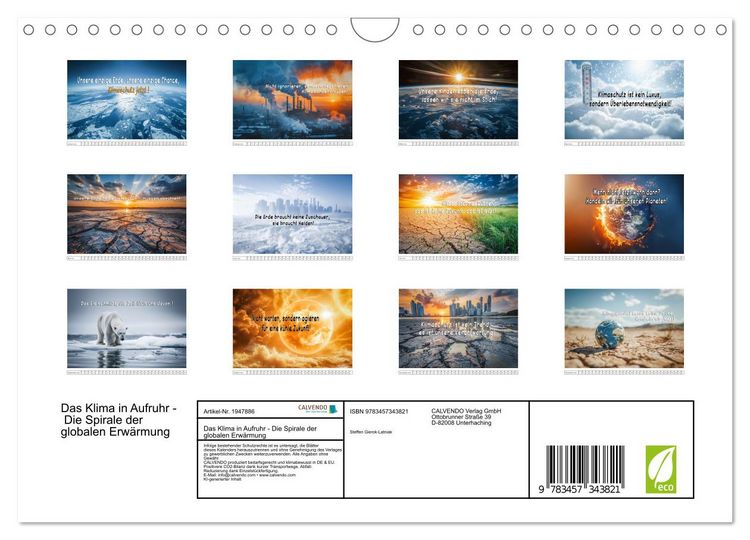 Produktbild: Das Klima in Aufruhr - Die Spirale der globalen Erw&auml;rmung (Wandkalender 2026 DIN A4 quer), CALVENDO Monatskalender