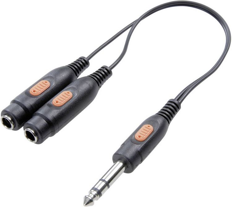 Produktbild: SpeaKa Professional SP-7869836 Klinke Audio Y-Adapter [1x Klinkenstecker 6.35 mm - 2x Klinkenbuchse 6.35 mm] Schwarz