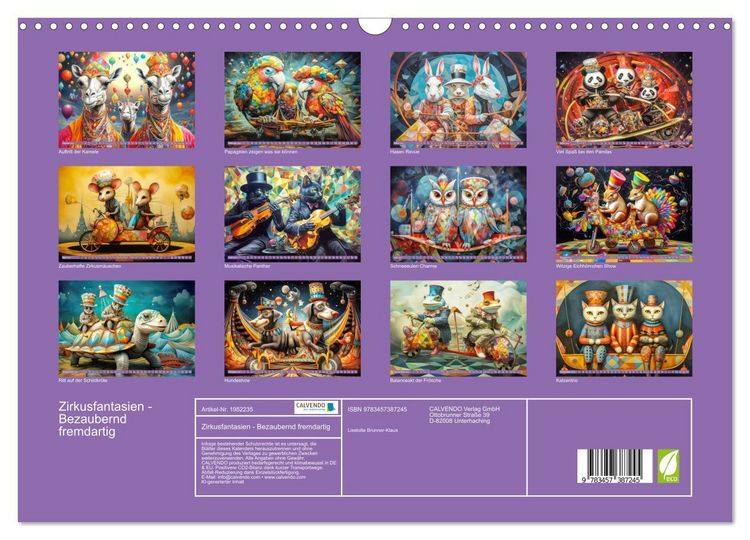 Produktbild: Zirkusfantasien - Bezaubernd fremdartig (Wandkalender 2026 DIN A3 quer), CALVENDO Monatskalender