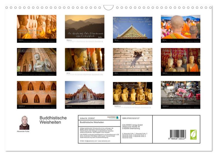 Produktbild: Buddhistische Weisheiten (Wandkalender 2026 DIN A3 quer), CALVENDO Monatskalender
