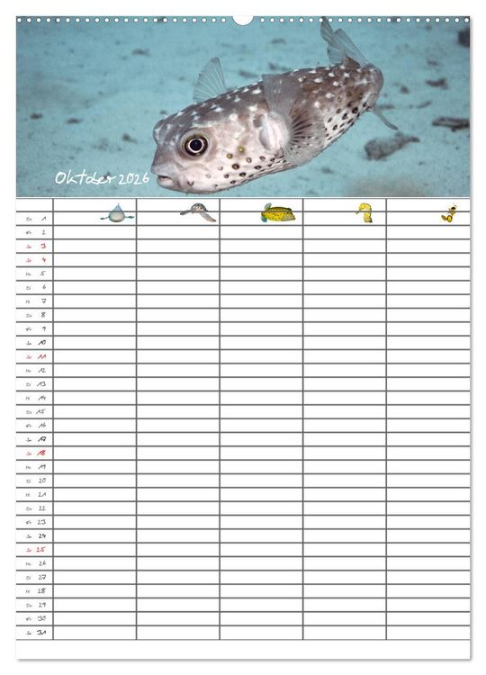 Produktbild: Der Unterwasser Familienplaner 2026 (Wandkalender 2026 DIN A2 hoch), CALVENDO Monatskalender
