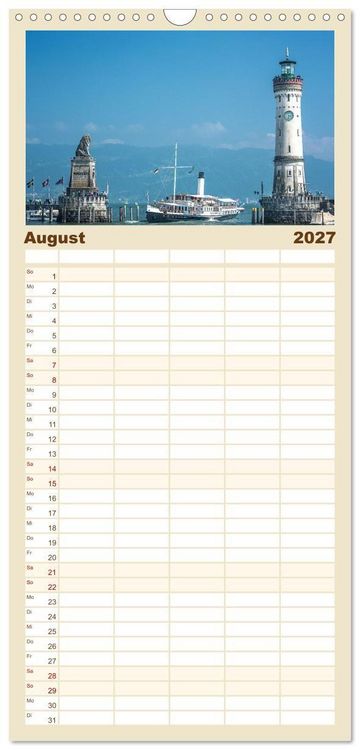 Produktbild: Familienplaner 2027 - Insel Lindau - Bayerische Perle im Bodensee mit 5 Spalten (Wandkalender, 21 x 45 cm) CALVENDO