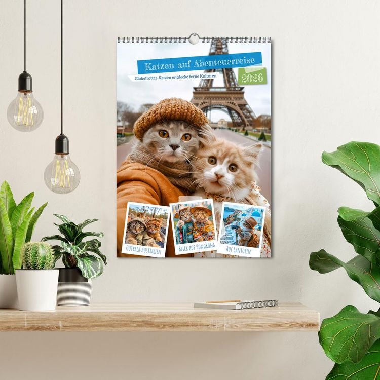 Produktbild: Katzen auf Abenteuerreise - Globetrotter-Katzen entdecke ferne Kulturen (Wandkalender 2026 DIN A3 hoch), CALVENDO Monatskalender