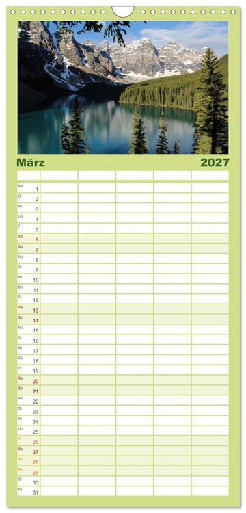 Produktbild: Familienplaner 2027 - Kanada mit 5 Spalten (Wandkalender, 21 x 45 cm) CALVENDO
