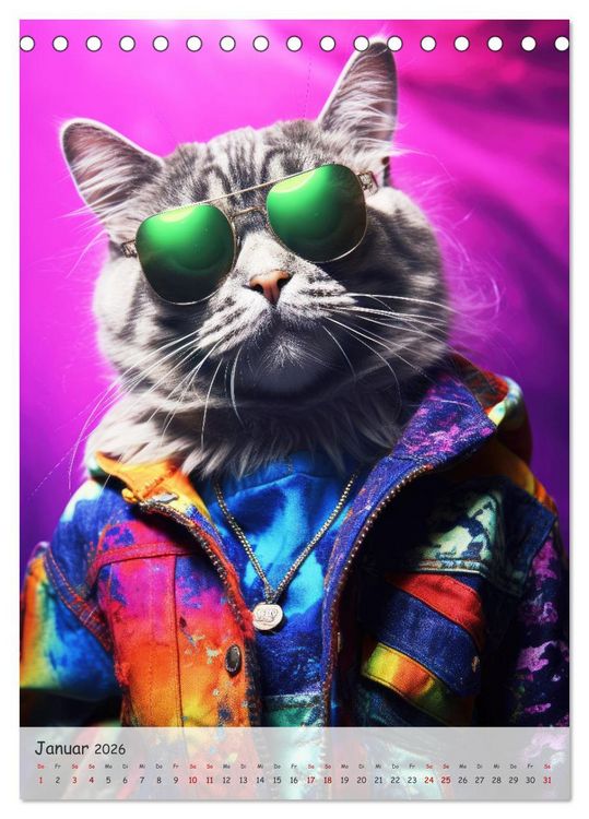 Produktbild: Katzen im lustigen Gangsterlook (Tischkalender 2026 DIN A5 hoch), CALVENDO Monatskalender