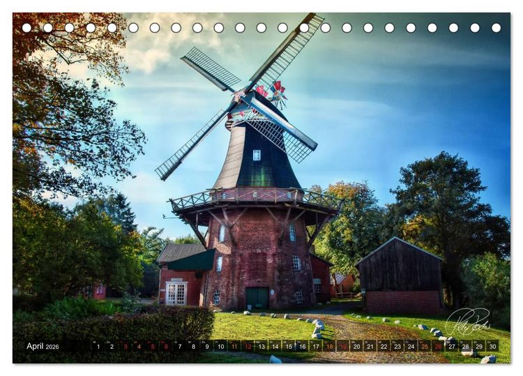 Produktbild: Friesland - Die Friesische M&uuml;hlenstra&szlig;e (Tischkalender 2026 DIN A5 quer), CALVENDO Monatskalender