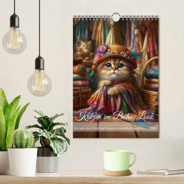 Produktbild: Katzen im Boho-Look - Ein Jahr voller Vielfalt und Charme mit niedlichen Samtpfoten (Wandkalender 2026 DIN A4 hoch), CALVENDO Monatskalender