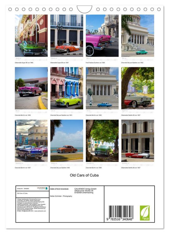 Produktbild: Old Cars of Cuba (Wandkalender 2026 DIN A4 hoch), CALVENDO Monatskalender