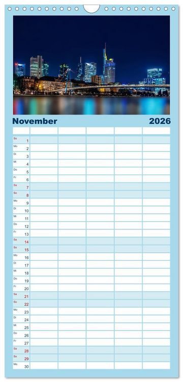 Produktbild: Familienplaner 2026 - Frankfurt am Main - at night mit 5 Spalten (Wandkalender, 21 x 45 cm) CALVENDO