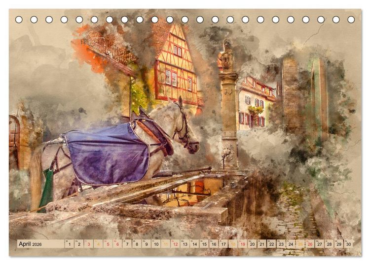 Produktbild: Romantische St&auml;dte - Rothenburg ob der Tauber (Tischkalender 2026 DIN A5 quer), CALVENDO Monatskalender