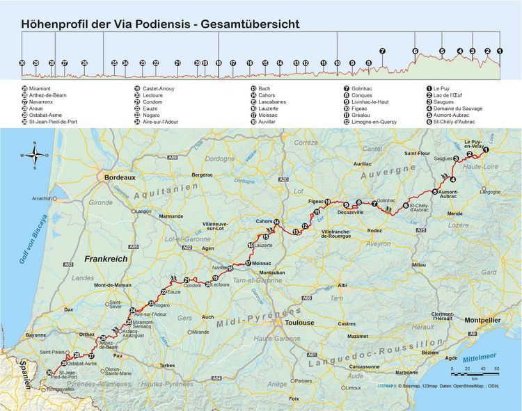 Produktbild: Frankreich: Jakobsweg Via Podiensis von Le Puy-en-Velay nach Saint-Jean-Pied-de-Port