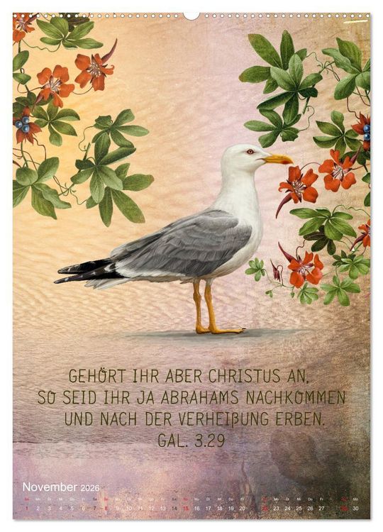 Produktbild: Bibelworte f&uuml;r Vogelfreunde (Wandkalender 2026 DIN A2 hoch), CALVENDO Monatskalender