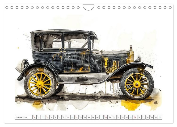 Produktbild: Aquarell Oldtimer (Wandkalender 2026 DIN A4 quer), CALVENDO Monatskalender