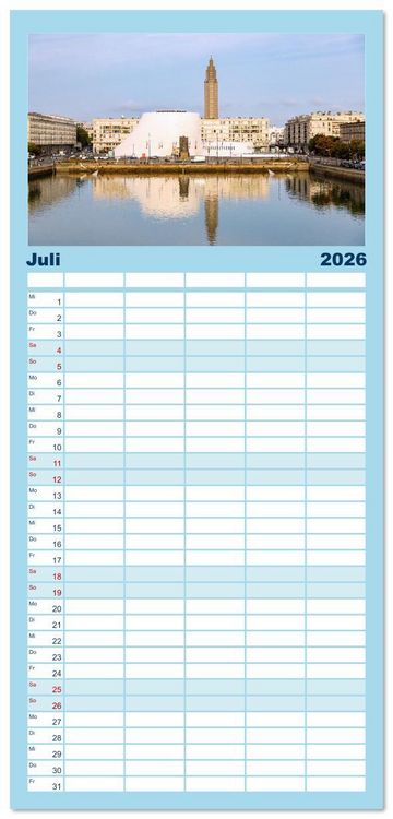 Produktbild: Familienplaner 2026 - Normandie. Poesie in Frankreichs Norden mit 5 Spalten (Wandkalender, 21 x 45 cm) CALVENDO