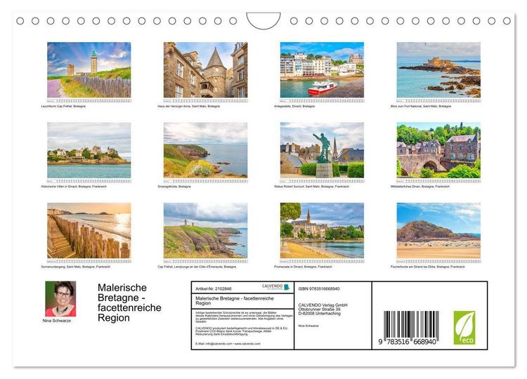 Produktbild: Malerische Bretagne - facettenreiche Region (Wandkalender 2026 DIN A4 quer), CALVENDO Monatskalender
