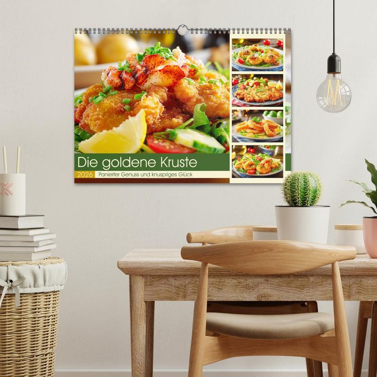 Produktbild: Die goldene Kruste. Panierter Genuss und knuspriges Gl&uuml;ck (Wandkalender 2026 DIN A3 quer), CALVENDO Monatskalender