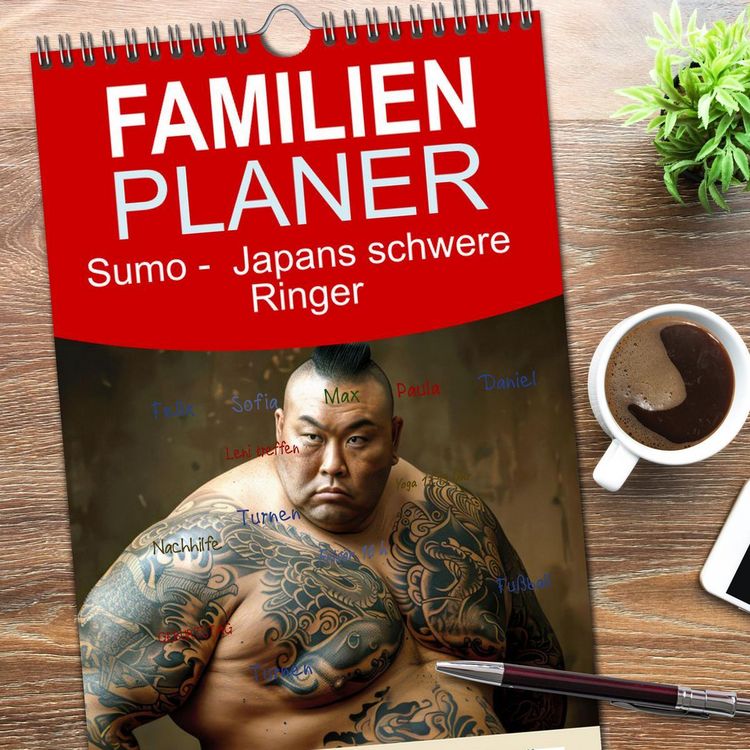 Produktbild: Familienplaner 2026 - Sumo - Japans schwere Ringer mit 5 Spalten (Wandkalender, 21 x 45 cm) CALVENDO