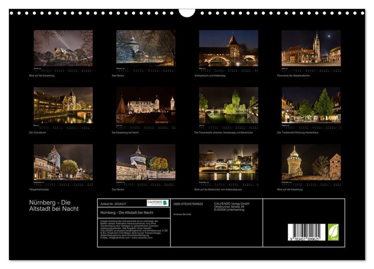 Produktbild: N&uuml;rnberg - Die Altstadt bei Nacht (Wandkalender 2026 DIN A3 quer), CALVENDO Monatskalender