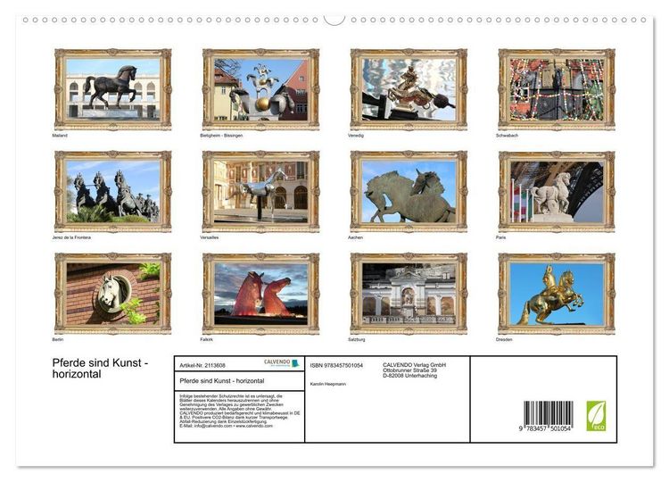 Produktbild: Pferde sind Kunst - horizontal (hochwertiger Premium Wandkalender 2026 DIN A2 quer), Kunstdruck in Hochglanz