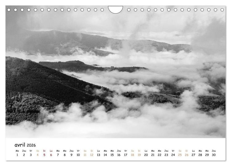 Produktbild: Terres de contraste &ndash; Une ann&eacute;e en monochrome (Calendrier mural 2026 DIN A4 vertical), CALVENDO calendrier mensuel