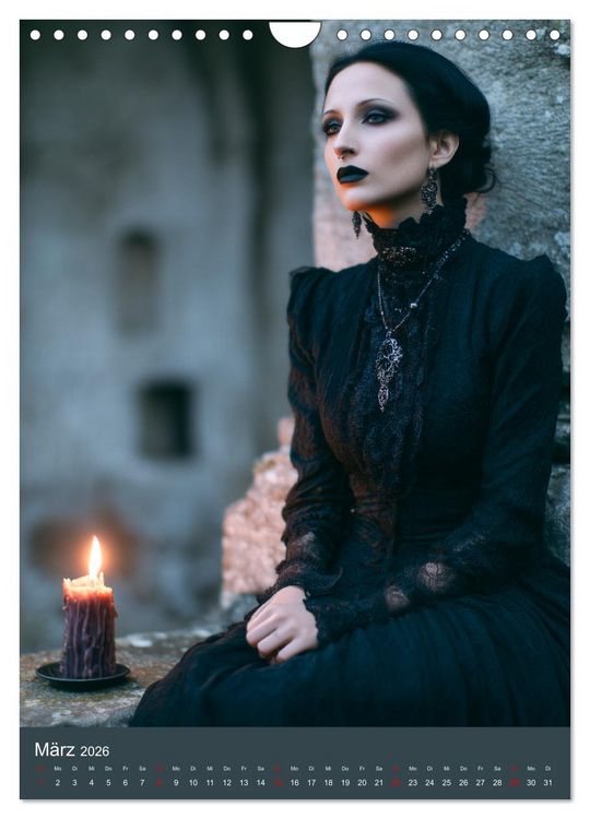 Produktbild: Gothic Girls - d&uuml;stere Frauen in schwarzer Gothic-Kleidung (Wandkalender 2026 DIN A4 hoch), CALVENDO Monatskalender