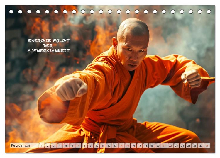 Produktbild: Shaolin M&ouml;nche - Weisheit und Disziplin (Tischkalender 2026 DIN A5 quer), CALVENDO Monatskalender