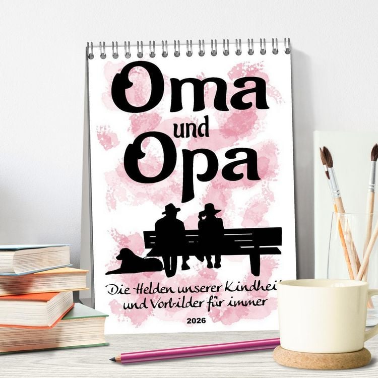 Produktbild: Oma und Opa, die Helden unserer Kindheit (Tischkalender 2026 DIN A5 hoch), CALVENDO Monatskalender