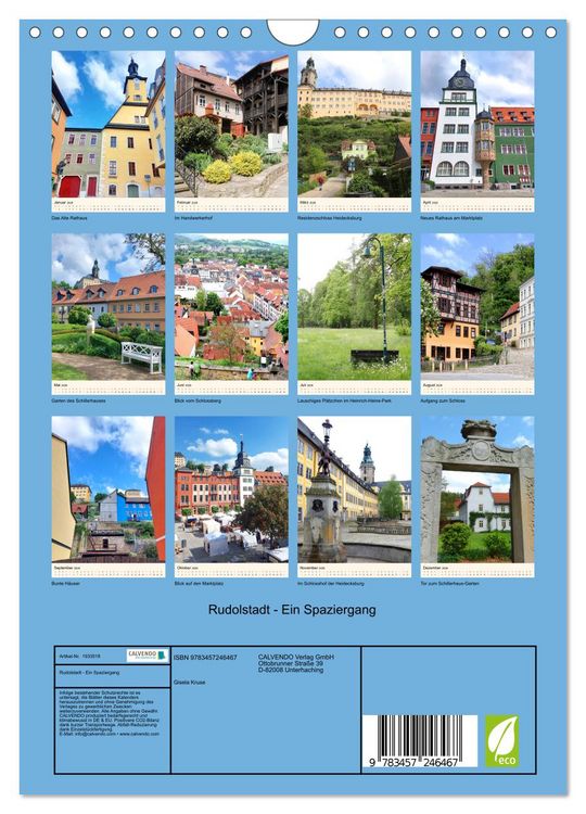 Produktbild: Rudolstadt - Ein Spaziergang (Wandkalender 2026 DIN A4 hoch), CALVENDO Monatskalender