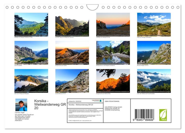 Produktbild: Korsika - Weitwanderweg GR 20 (Wandkalender 2026 DIN A4 quer), CALVENDO Monatskalender