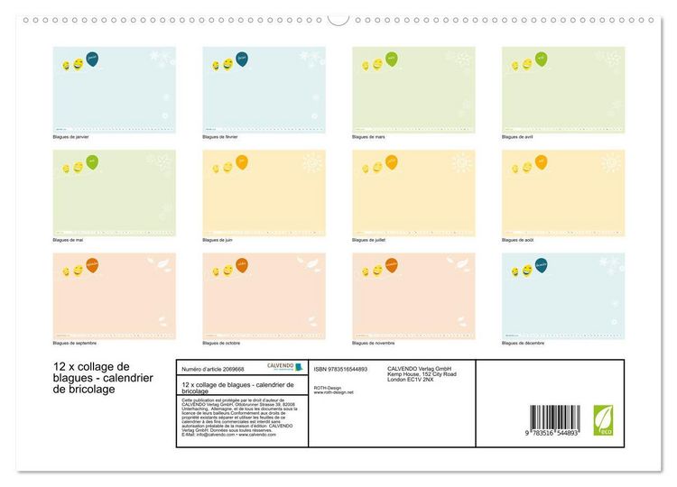 Produktbild: 12 x collage de blagues - calendrier de bricolage (Calendrier mural 2026 DIN A2 vertical) calendrier de bureau