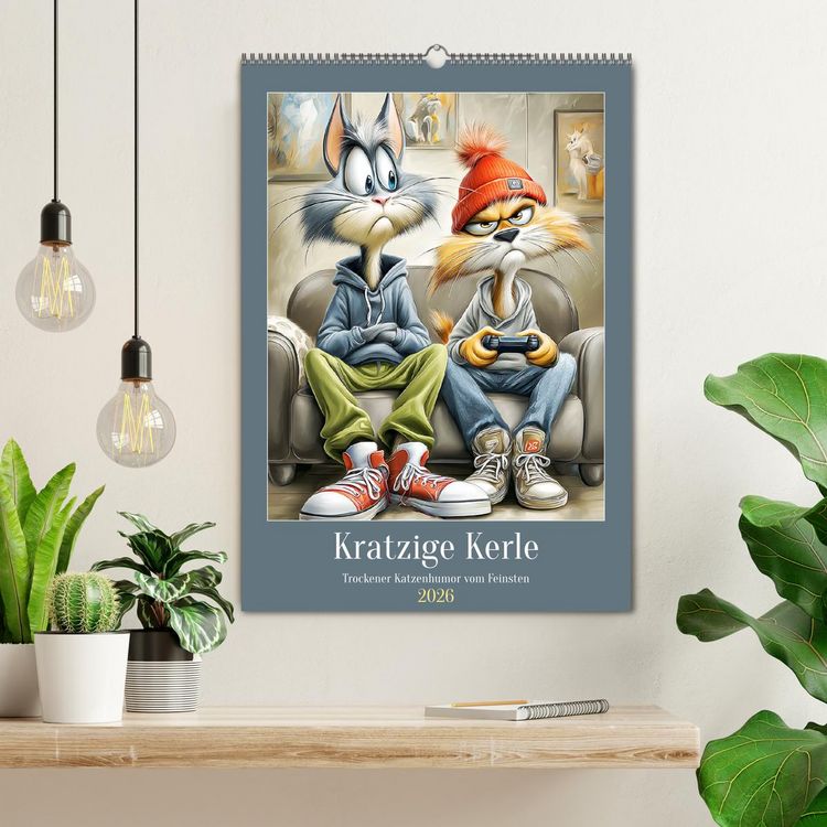 Produktbild: Kratzige Kerle. Trockener Katzenhumor vom Feinsten (Wandkalender 2026 DIN A2 hoch), CALVENDO Monatskalender