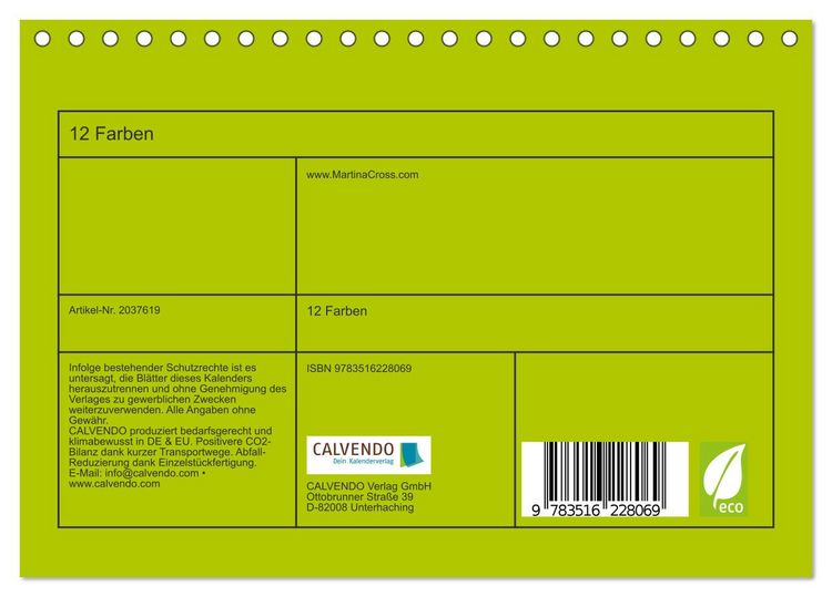 Produktbild: 12 Farben (Tischkalender 2026 DIN A5 quer), CALVENDO Monatskalender