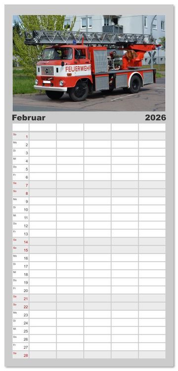 Produktbild: Familienplaner 2026 - DDR Feuerwehr Klassiker mit 5 Spalten (Wandkalender, 21 x 45 cm) CALVENDO