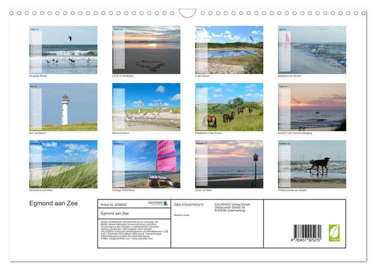 Produktbild: Egmond aan Zee (Wandkalender 2026 DIN A3 quer), CALVENDO Monatskalender