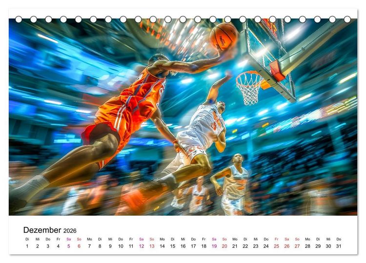 Produktbild: Basketball Erlebnisse (Tischkalender 2026 DIN A5 quer), CALVENDO Monatskalender