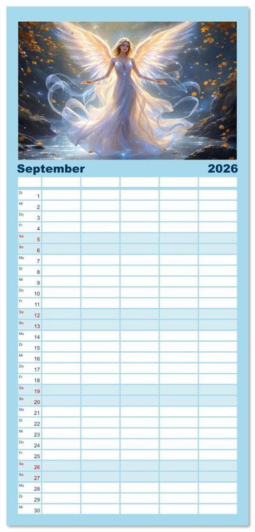 Produktbild: Familienplaner 2026 - Engel und Wasser - Ein Band der Anmut mit 5 Spalten (Wandkalender, 21 x 45 cm) CALVENDO