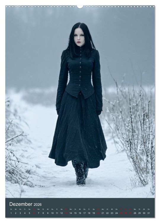Produktbild: Gothic Girls - d&uuml;stere Frauen in schwarzer Gothic-Kleidung (hochwertiger Premium Wandkalender 2026 DIN A2 hoch), Kunstdruck in Hochglanz