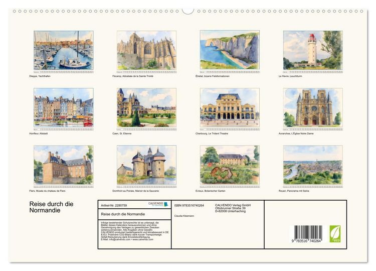 Produktbild: Reise durch die Normandie (hochwertiger Premium Wandkalender 2026 DIN A2 quer), Kunstdruck in Hochglanz