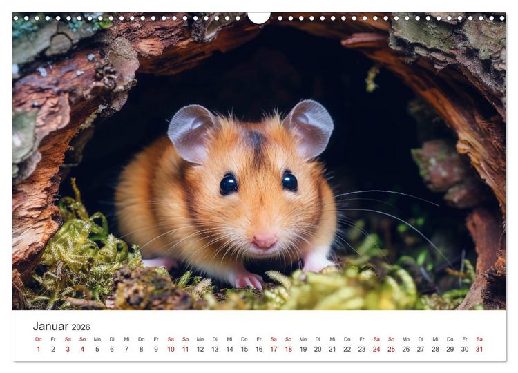 Produktbild: Wild und flauschig - Hamster - Abenteuer in freier Natur (Wandkalender 2026 DIN A3 quer), CALVENDO Monatskalender