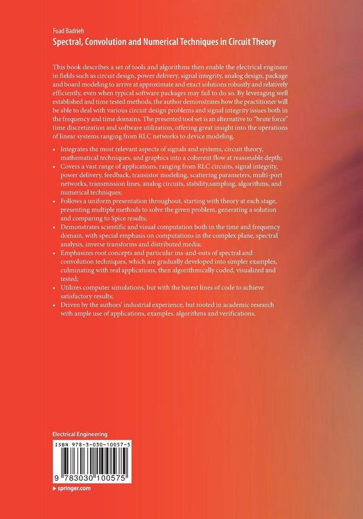 Produktbild: Spectral, Convolution and Numerical Techniques in Circuit Theory