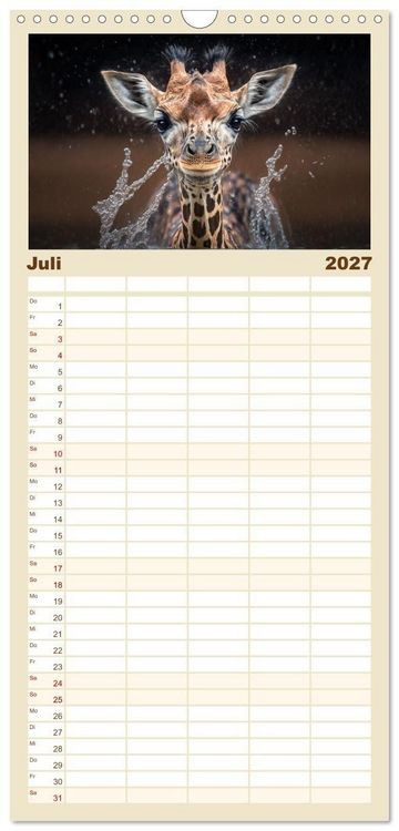 Produktbild: Familienplaner 2027 - Tierkinder beim Baden mit 5 Spalten (Wandkalender, 21 x 45 cm) CALVENDO
