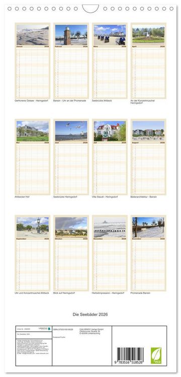 Produktbild: Familienplaner 2026 - Die Seeb&auml;der 2026 mit 5 Spalten (Wandkalender, 21 x 45 cm) CALVENDO