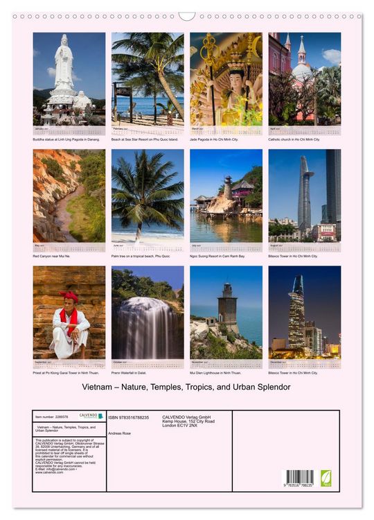 Produktbild: Vietnam &ndash; Nature, Temples, Tropics, and Urban Splendor (Wall Calendar 2027 DIN A2 portrait), CALVENDO 12 Month Wall Calendar