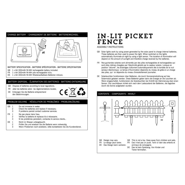 Produktbild: HTI-Living Zierzaun Nessa Solar, Gartenzaun, 12teilig, Wei&szlig;