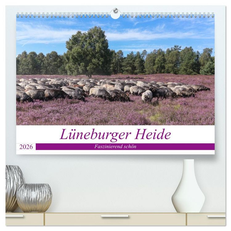 Produktbild: L&uuml;neburger Heide - Faszinierend sch&ouml;n (hochwertiger Premium Wandkalender 2026 DIN A2 quer), Kunstdruck in Hochglanz