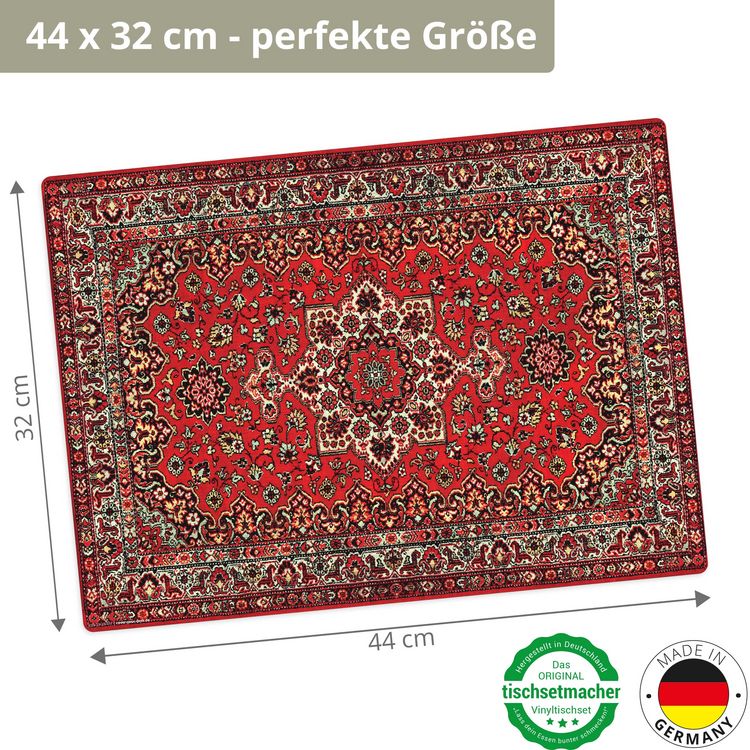 Produktbild: Tischsetmacher Tischsets Orientalischer Teppich in rot, aus hochwertigem Vinyl (4 St&uuml;ck), 44 x 32 cm